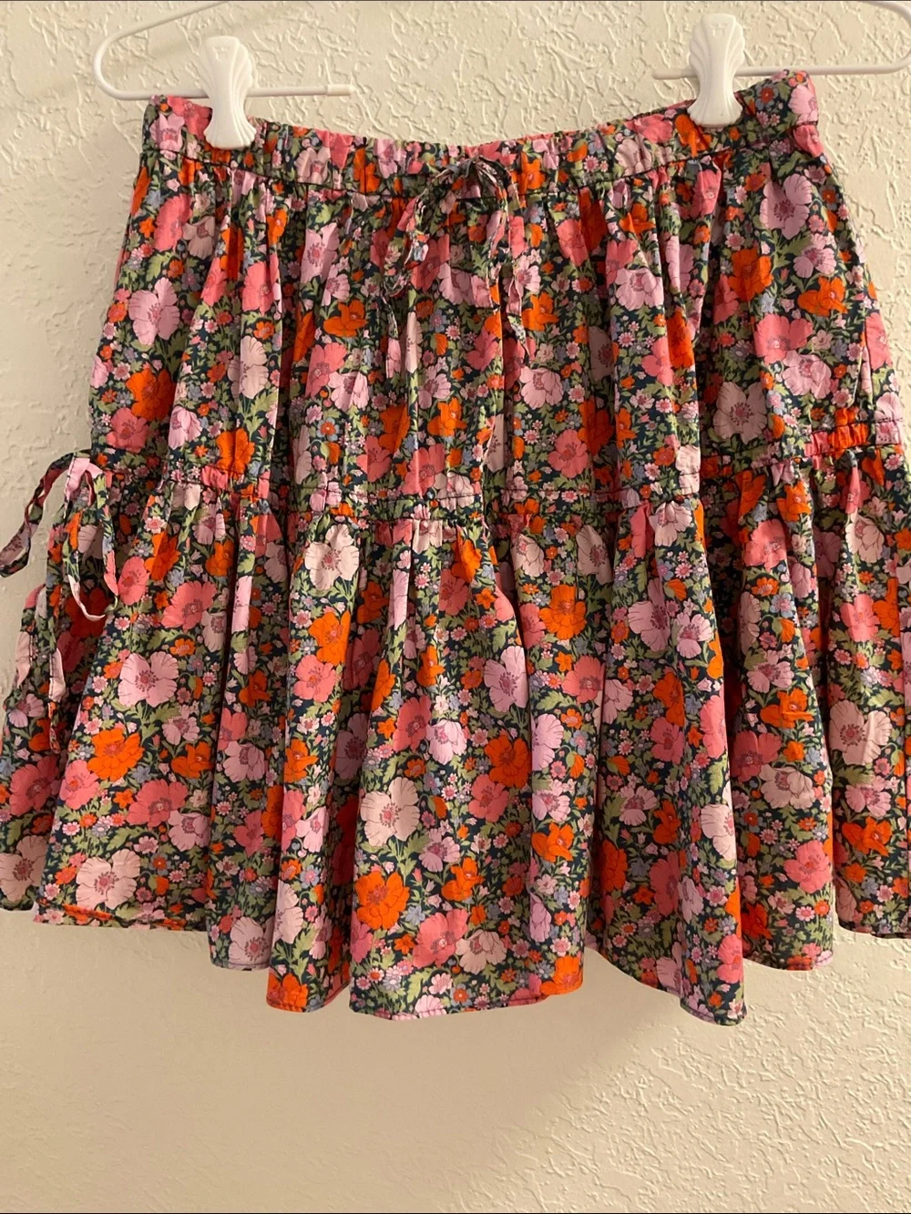 J. Crew 100% Cotton Liberty Floral Lined Pull-on Mini Skirt in Pink & Red